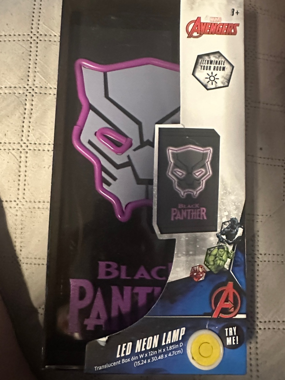 Avenger Black Panther LED Neon Lamp - Black and Purple